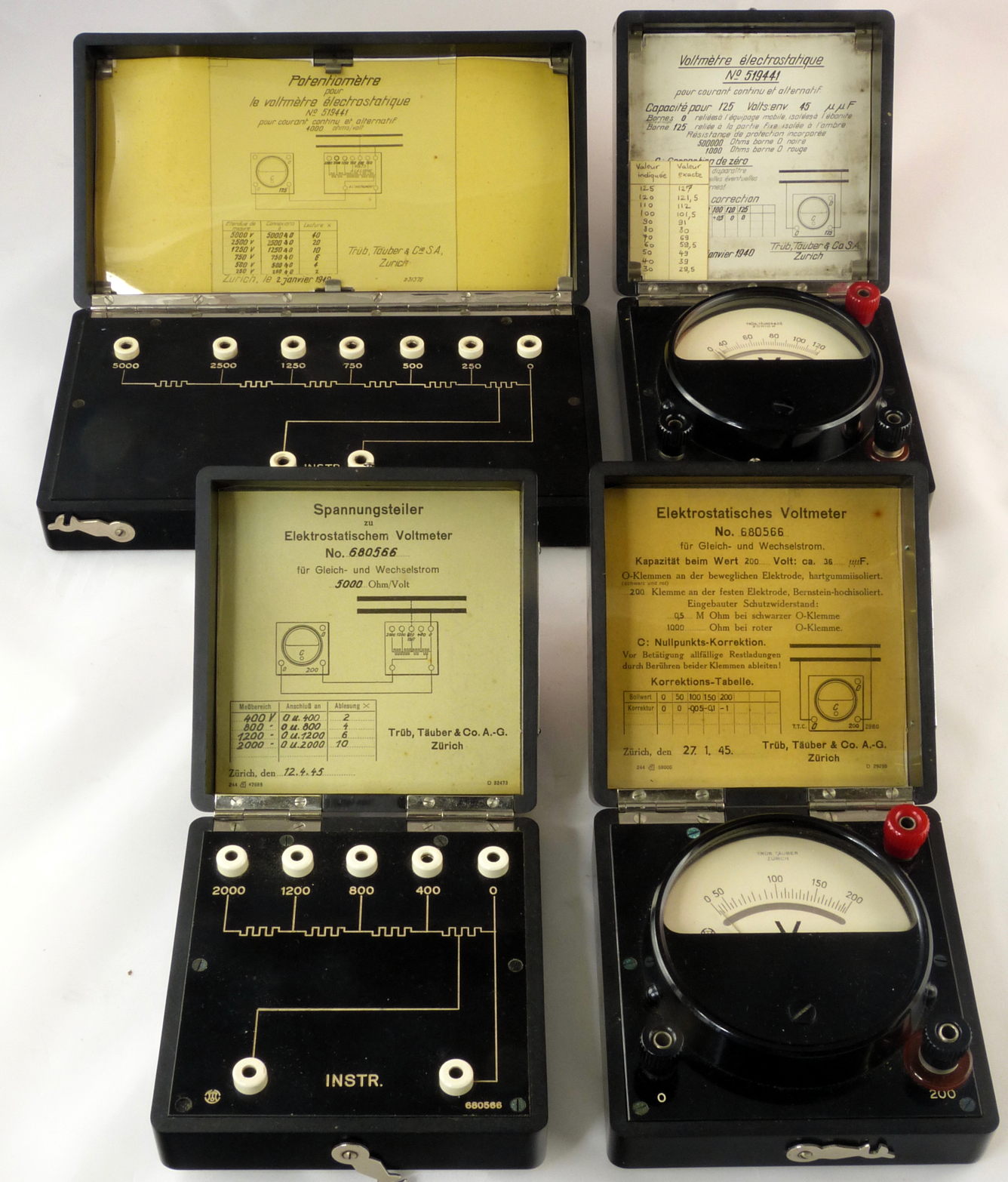 Voltmètres électrostatiques & diviseurs résistifs
(125 V et 200 V)