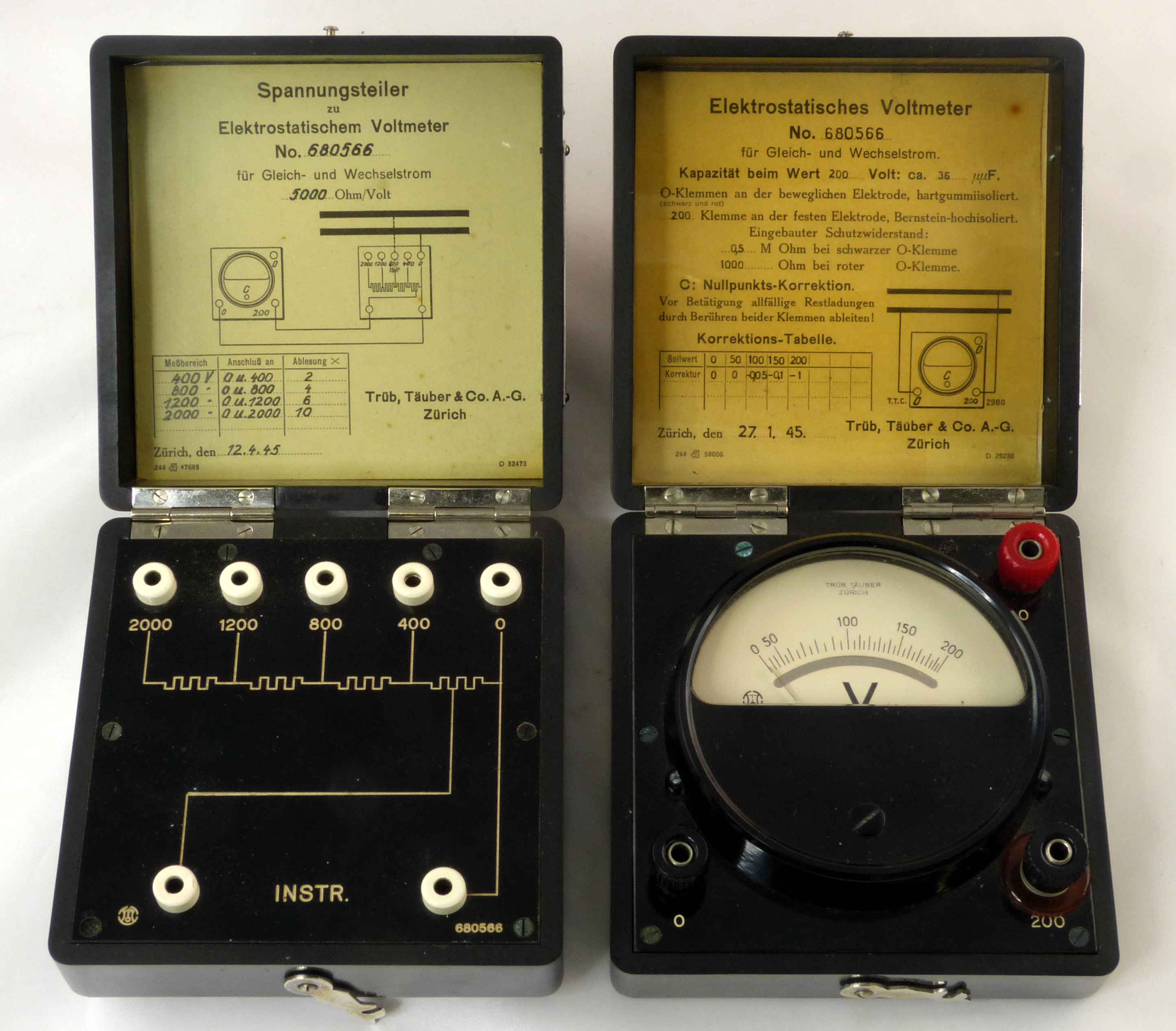 Voltmètres électrostatiques & diviseurs résistifs
(125 V et 200 V)