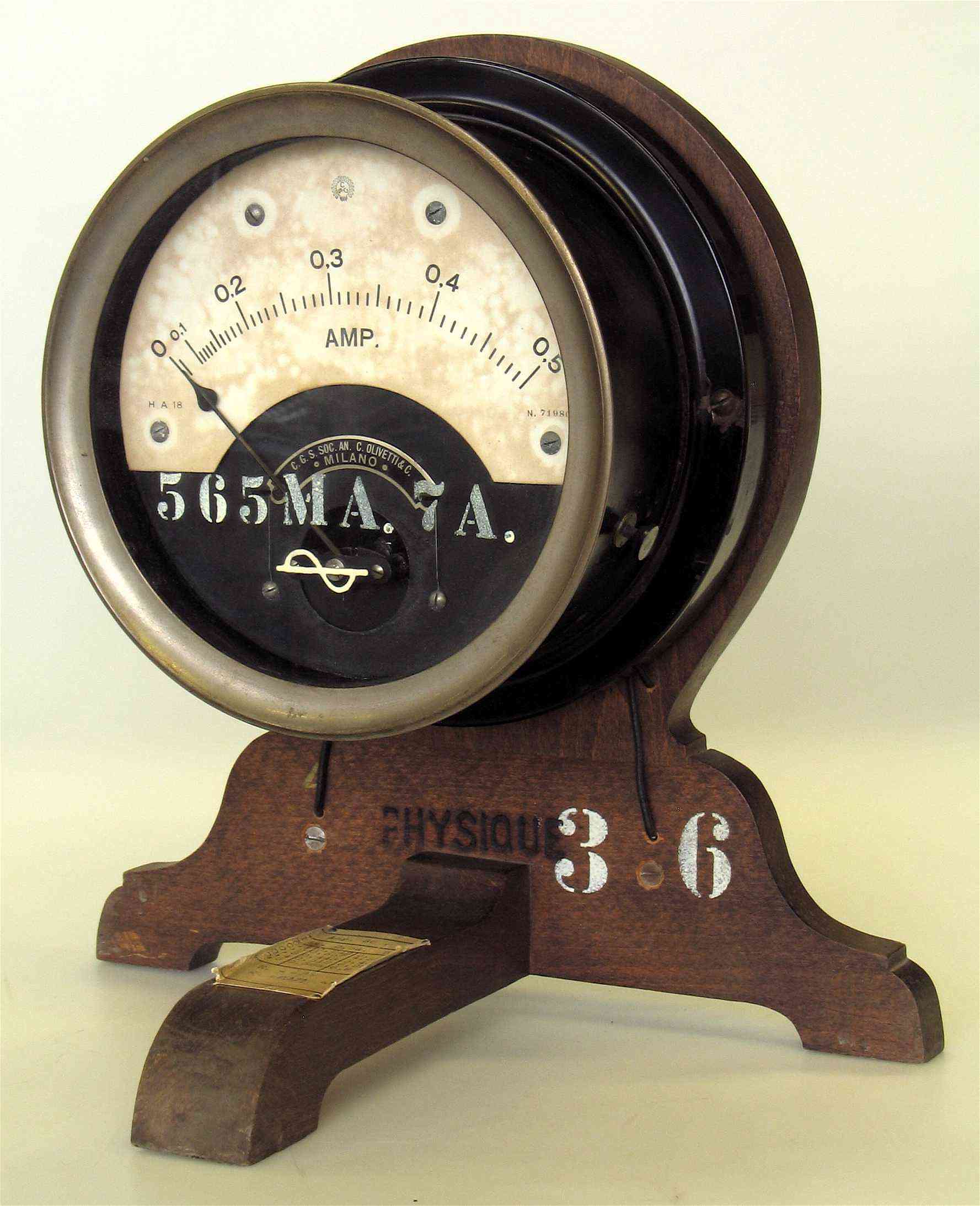 Ampèremètre de tableau, avec support
(0,5 A – 5 A) 