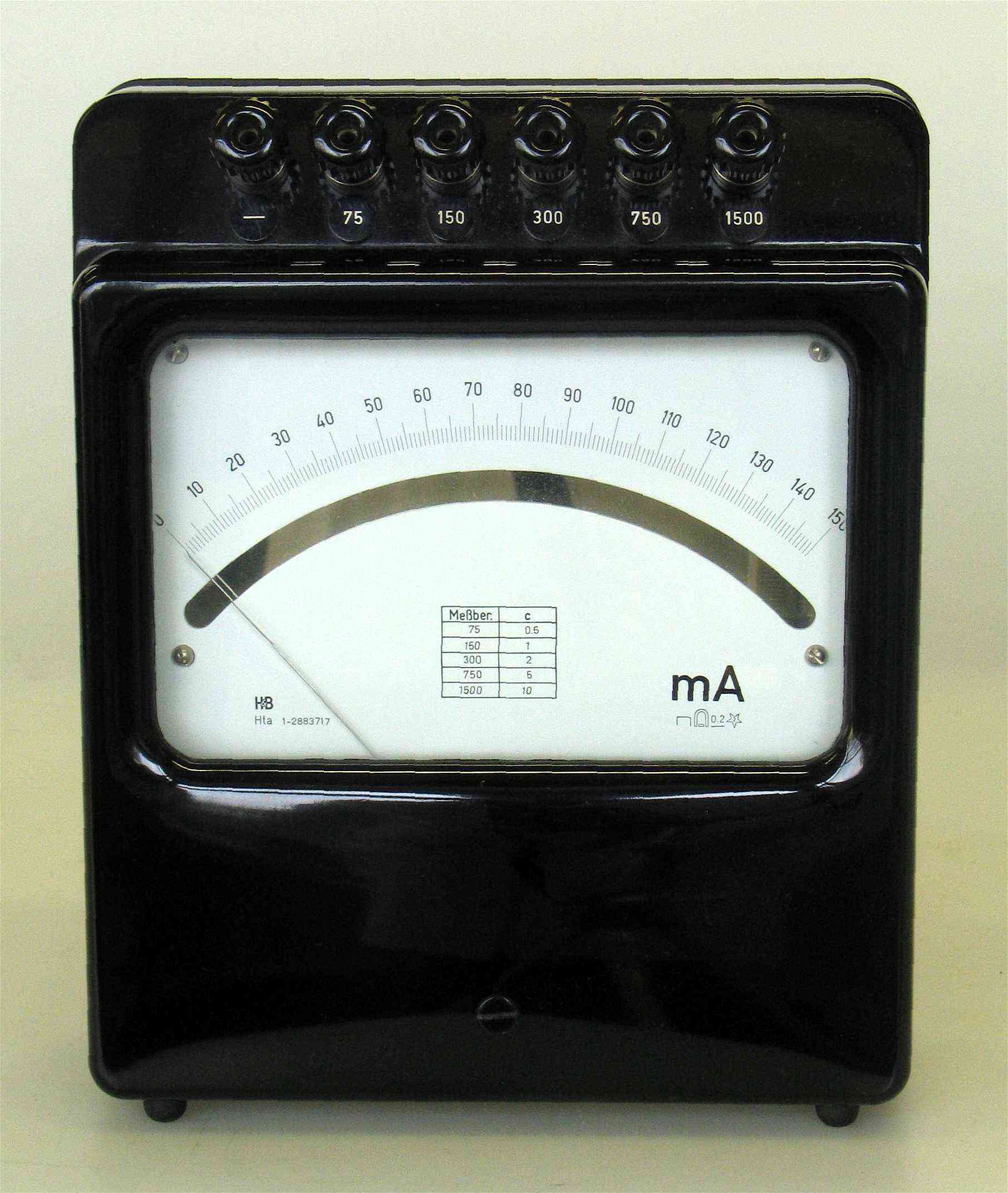 Milliampèremètre portatif
(H&B Hta, 5 gammes)