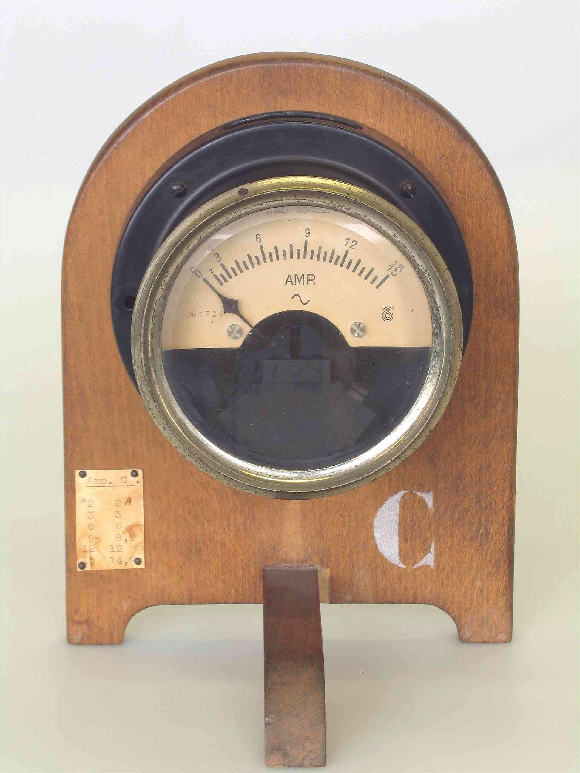 Ampèremètre de tableau, avec support 
(15 A)