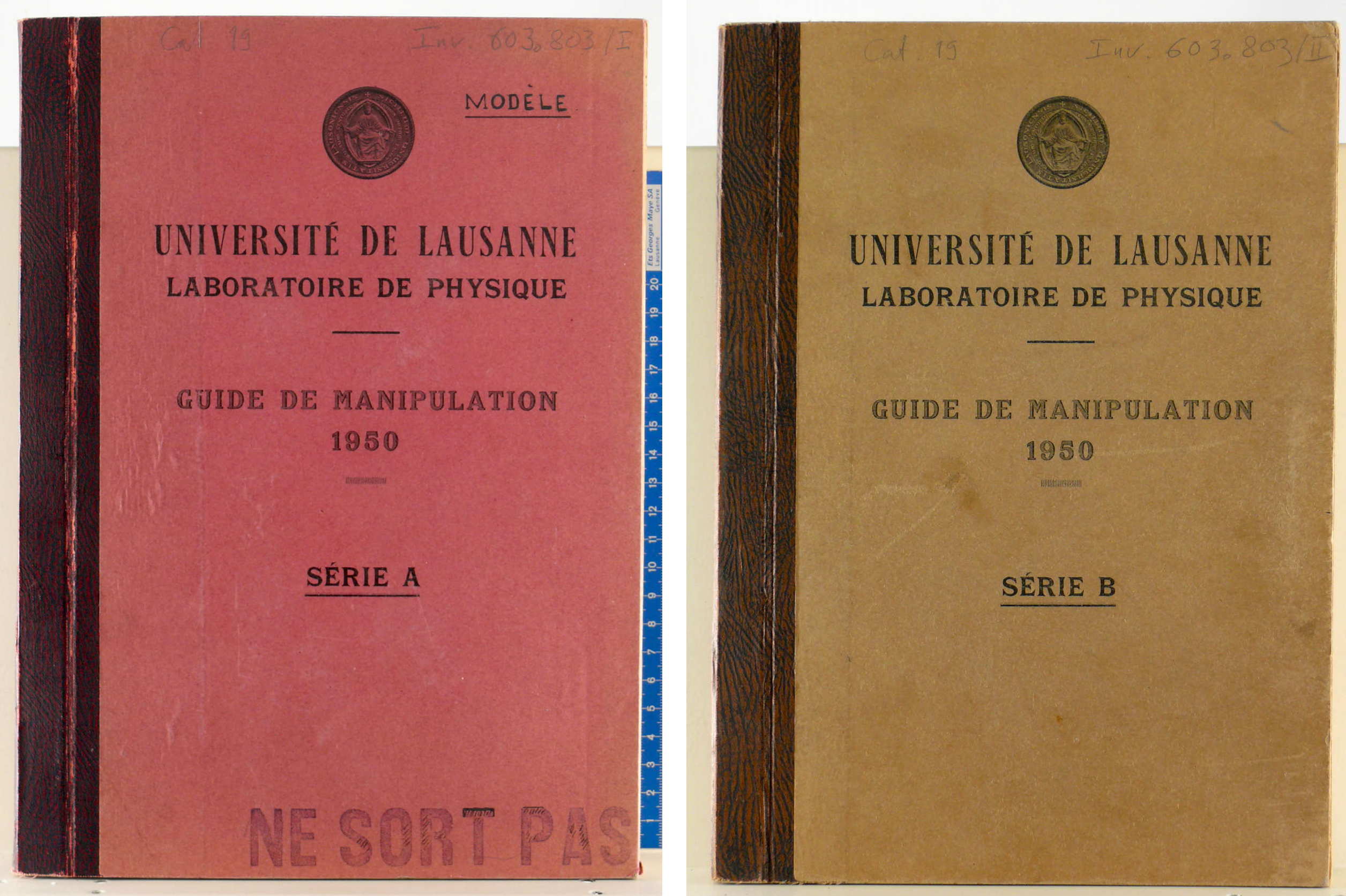 Guides de manipulation 1950 (Séries A et B)
Université de Lausanne, Laboratoire de physique