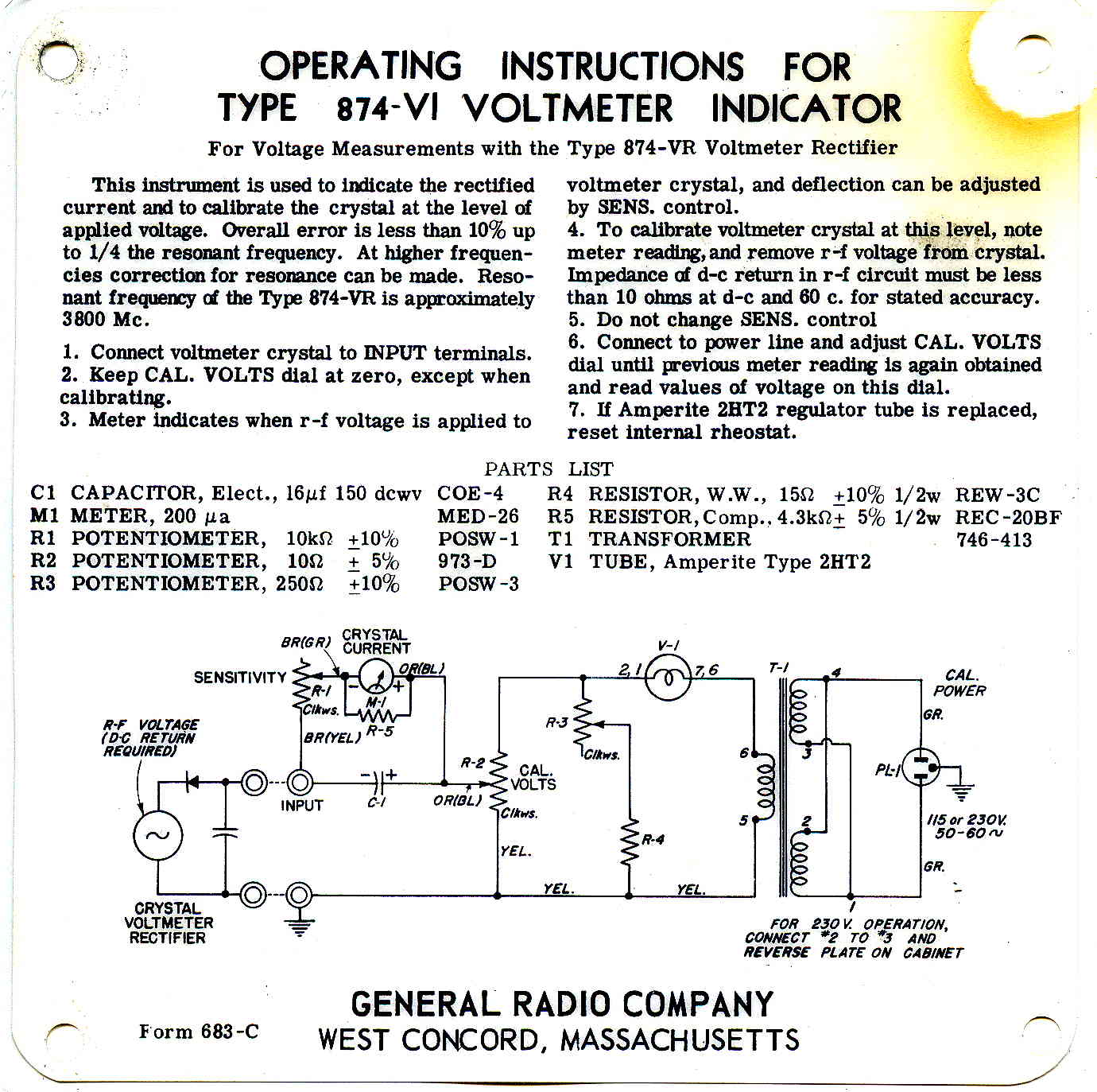 Indicateur de tension VHF/UHF
(GR Type 874-VI)