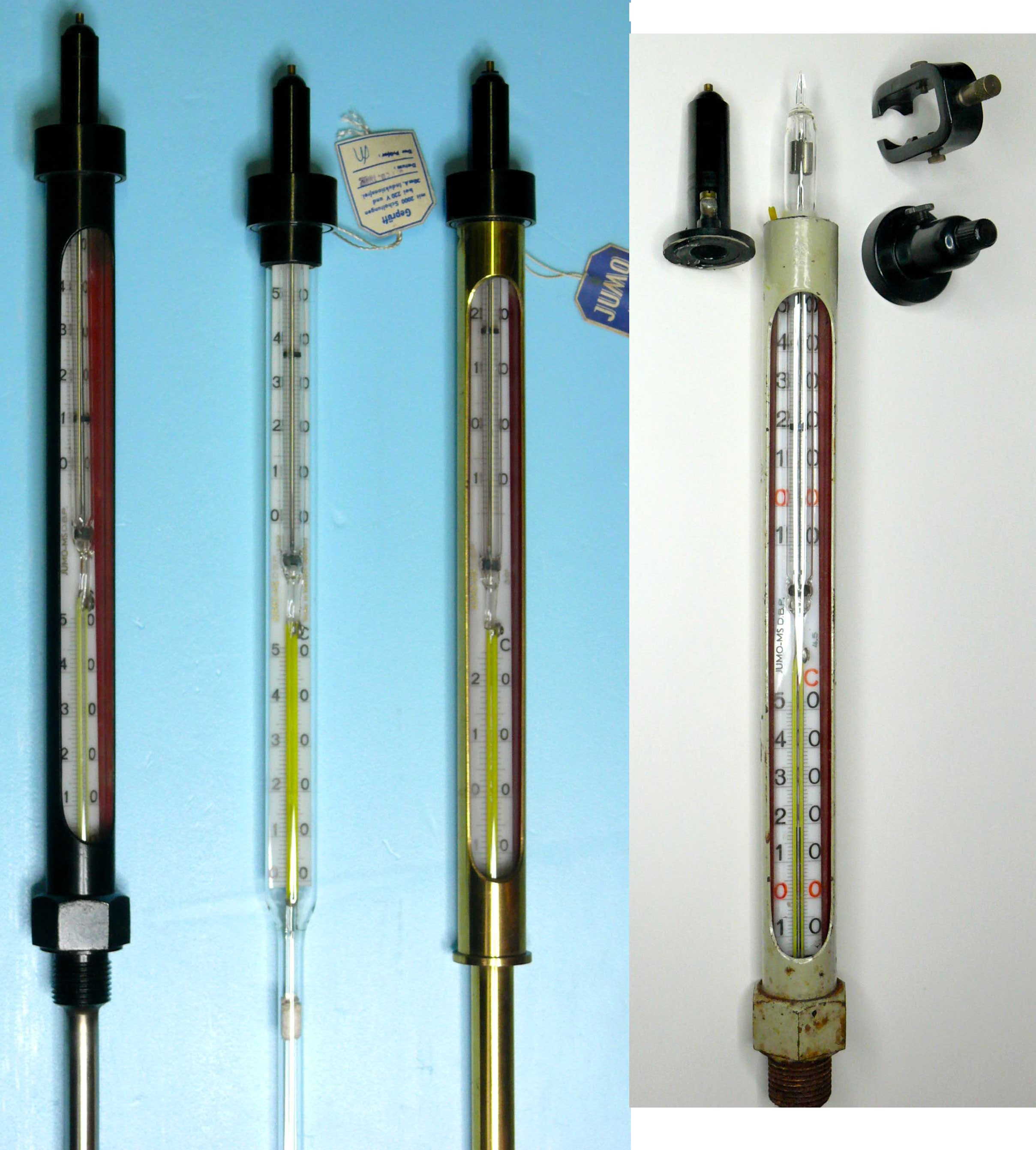 Lot de thermomètres à mercure
 (avec contact électrique)